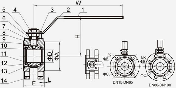 1PC Wafer Flanged Ball Valve (DIN)-QF101F