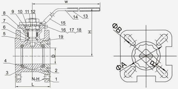 1PC Wafer Flanged Ball Valve-QF101M