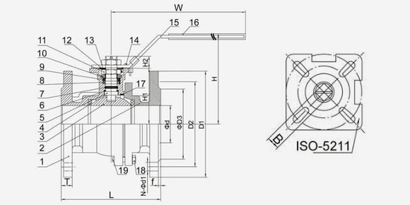 2PC Flanged Ball Valve-QF203MD