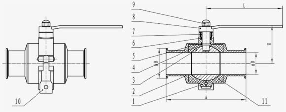 NO RETENTION TRI-CLAMP BALL VALVE - QF390S